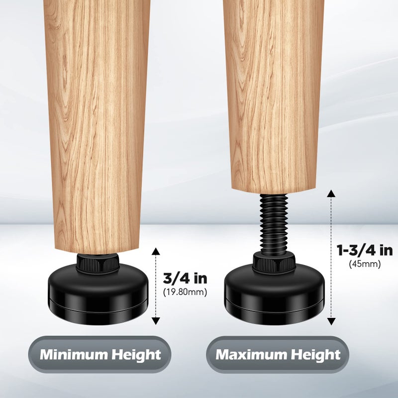 Holimax 10 Set Adjustable Furniture Leveling Feet, Adjustable Leg Levelers for Cabinets Sofa Tables Chairs Raiser, Heavy Duty Height Adjuster Furniture Levelers Foot with T- Nut Kit 3/8   -16 Thread - Image 3